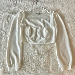 Off white long sleeve crop top